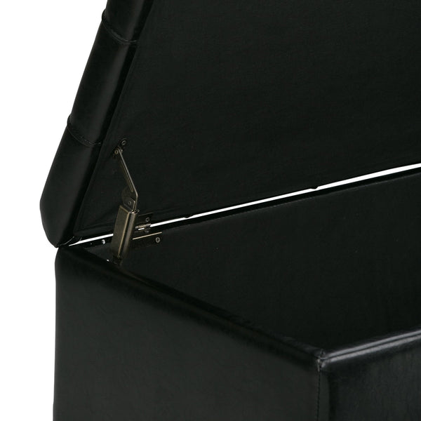 English Elm Dover 3-Piece Storage Ottoman Set In Midnight Black - Versatile Seating & Stylish Hidden Storage B136P159054