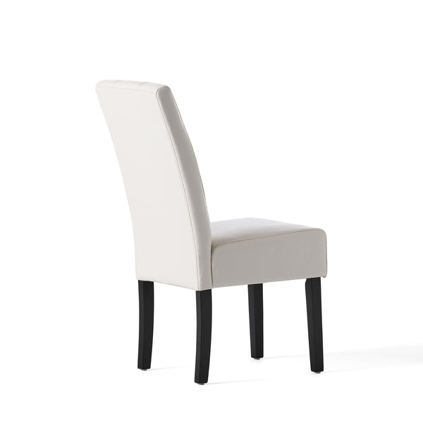 English Elm Carter Ivory Bonded Leather Tufted Dining Chairs Set of Two with Espresso Legs 54274.00IVY