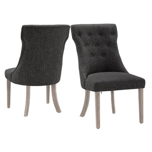 Homelegance By Top-Line Marsean Button Tufted Dining Chairs (Set of 2) Grey Rubberwood