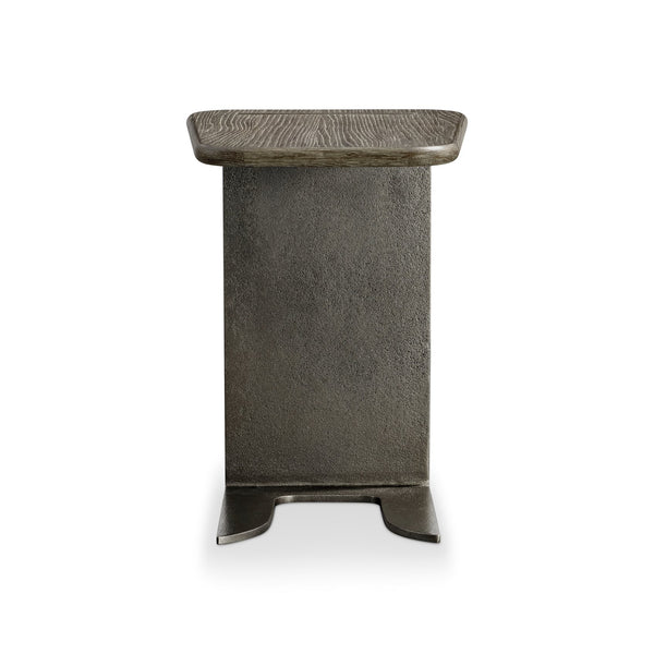 Bernhardt Bernhardt Melba Accent Table With Wire-Brushed Oak Top & Graphite Cast-Aluminum Sculptural Panel 564114