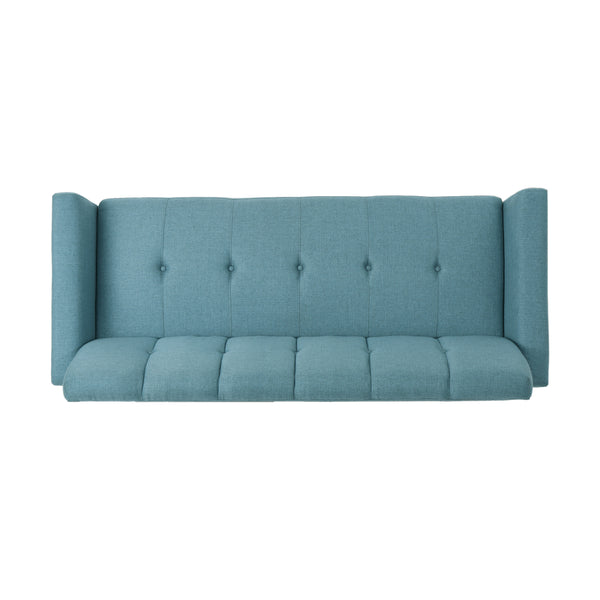 English Elm Christopher Knight Home® - Sunnydale Mid-Century 71.3" Flared Arm Sofa in Blue Fabric with Tufted Button Back & Rubberwood Legs 60849.00BLU