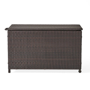 English Elm Blake Outdoor Wicker Storage Box with Wheels for Patio Cushions and Garden Gear 54153.00BRN