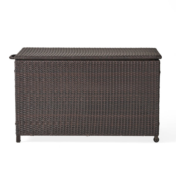 English Elm Blake Outdoor Wicker Storage Box with Wheels for Patio Cushions and Garden Gear 54153.00BRN