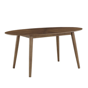 Homelegance By Top-Line Hutchinson Mid-Century Walnut Oval Dining Table Walnut Veneer