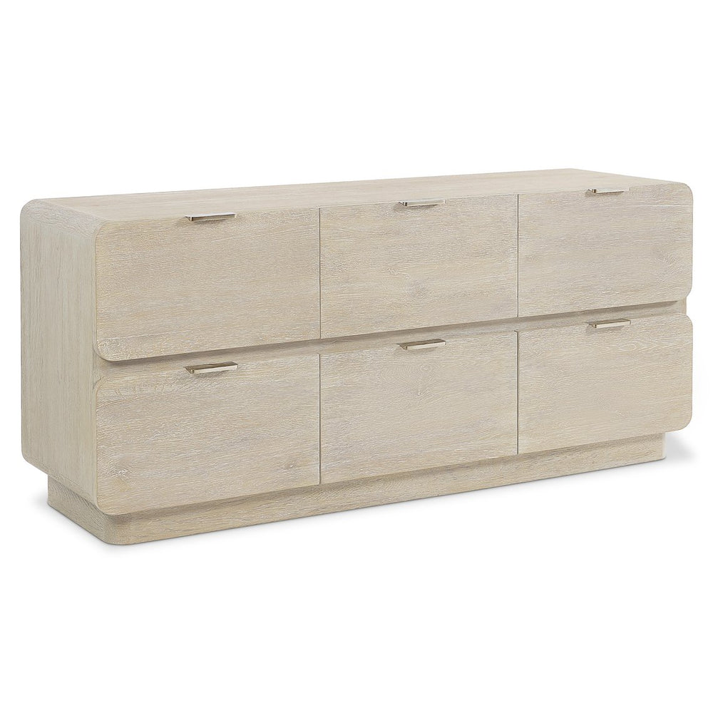 Bernhardt Bernhardt Antibes Dresser Roz Rustic Oak — 6-Drawer Rustic Modern Chest With Graphite Pulls, 68"W 350054
