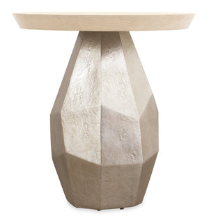 Hooker Furniture Westwood Round Accent Table With Pedestal Base, Silver‑Leaf Motif & Polished Limestone Oak Finish 6133-80001-80