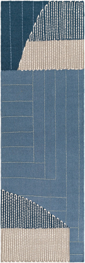 Livabliss Fulham Hand Woven Wool Cotton Accent Rug Low Pile Artisan Craft for Entryway Kitchen Blue, Medium Gr 2'6" x 8' FHM2300-268