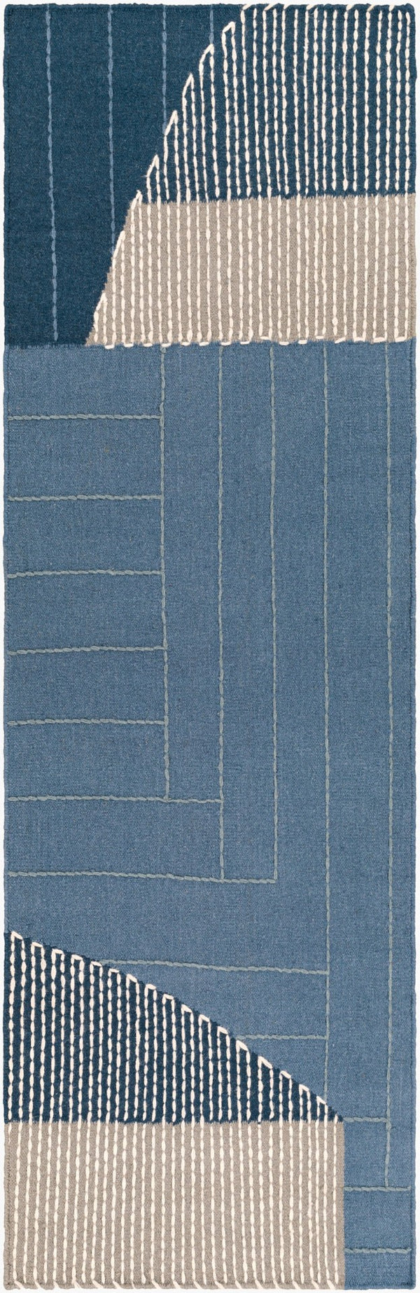Livabliss Fulham Hand Woven Wool Cotton Accent Rug Low Pile Artisan Craft for Entryway Kitchen Blue, Medium Gr 2'6" x 8' FHM2300-268