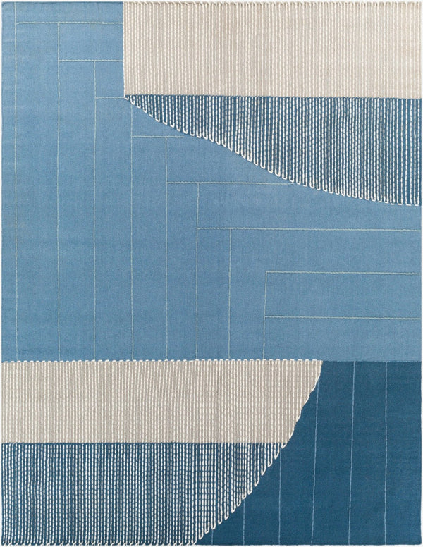 Livabliss Fulham Hand Woven Wool Cotton Accent Rug Low Pile Artisan Craft for Entryway Kitchen Blue, Medium Gr 8' x 10' FHM2300-810