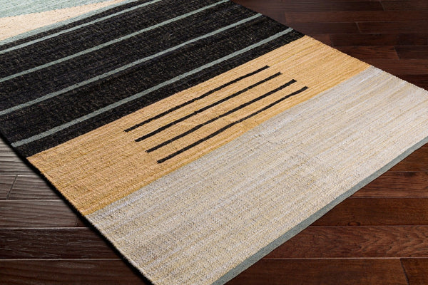 Livabliss Fulham Handwoven Cotton Flatweave Rug Artisan Crafted for Entryways and Layering Black, Wheat 8' x 10' FHM2301-810