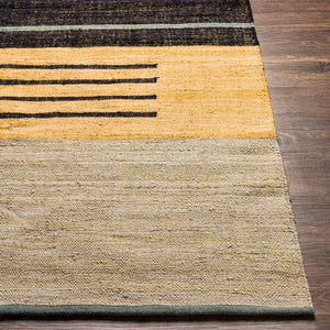 Livabliss Fulham Handwoven Cotton Flatweave Rug Artisan Crafted for Entryways and Layering Black, Wheat 8' x 10' FHM2301-810