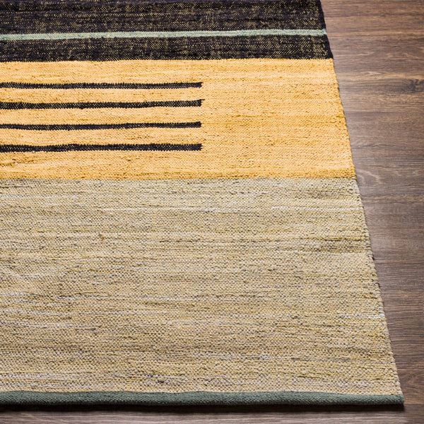 Livabliss Fulham Handwoven Cotton Flatweave Rug Artisan Crafted for Entryways and Layering Black, Wheat 8' x 10' FHM2301-810