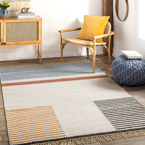 Livabliss Fulham Handwoven Cotton Flatweave Rug with Fringe for Entryways and Small Spaces Beige, Tan 2' x 3' FHM2302-23