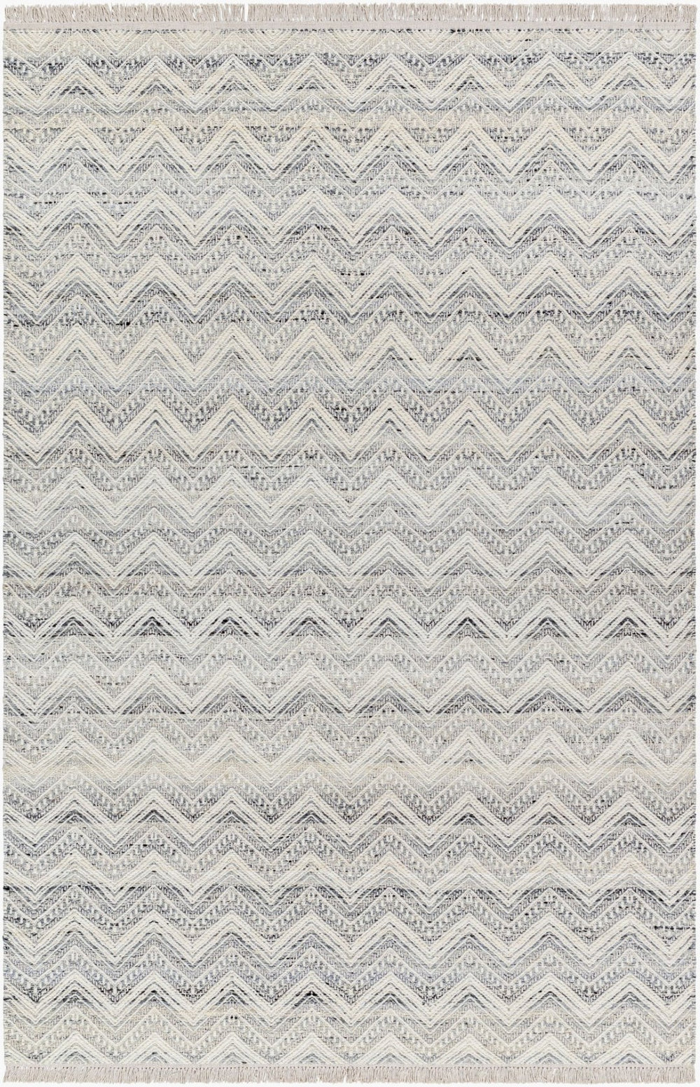 Livabliss Fulham Handwoven Wool Flatweave Rug Fringed Artisan Accent for Entryway or Bath Cream, Light Gr 8'10" x 12' FHM2307-81012
