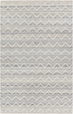 Livabliss Fulham Handwoven Wool Flatweave Rug Fringed Artisan Accent for Entryway or Bath Cream, Light Gr 8'10" x 12' FHM2307-81012