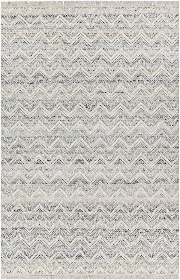 Livabliss Fulham Handwoven Wool Flatweave Rug Fringed Artisan Accent for Entryway or Bath Cream, Light Gr 8'10" x 12' FHM2307-81012