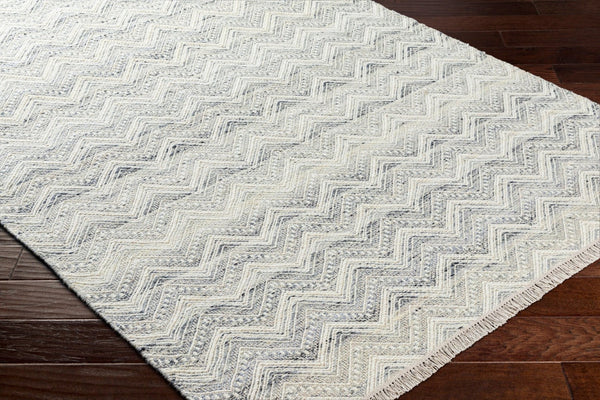 Livabliss Fulham Handwoven Wool Flatweave Rug Fringed Artisan Accent for Entryway or Bath Cream, Light Gr 8'10" x 12' FHM2307-81012