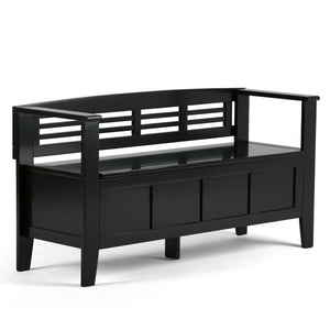 English Elm Adams Entryway Storage Bench In Black - Stylish Solid Wood Seating With Hidden Storage & Safety Hinges B136P158099