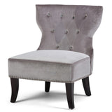 Upholstered Velvet Accent Chair with Nailhead Trim and Tufted Back