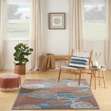 Nourison Pompeii PMP04 Machine Made Power-loomed Borderless Design Indoor Only Coastal, Nautical & Beach  Rug Blue Multicolor, Blue Multicolor 70% Polypropylene,30% Polyester 99446957818