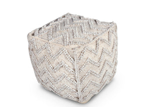 English Elm Steve Silver - Kenzari Handwoven Square Zigzag Ottoman Pouf Gray – Neutral Chevron Fabric Seat, Versatile Accent (21"x21") B081P157705