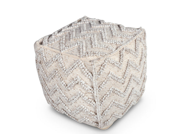 English Elm Steve Silver - Kenzari Handwoven Square Zigzag Ottoman Pouf Gray – Neutral Chevron Fabric Seat, Versatile Accent (21"x21") B081P157705
