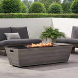 Christopher Knight Home® - Noble House - Langton Outdoor 50,000 Btu Lightweight Concrete and Ceramic Rectangular Fire Pit (No Tank Holder), Dark Gray and Black