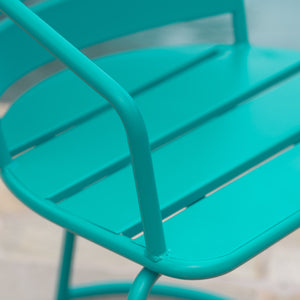 English Elm Santa Monica Outdoor Bistro Set Powder Coated Iron Oval Table Two Slat Chairs Patio 62015.00T