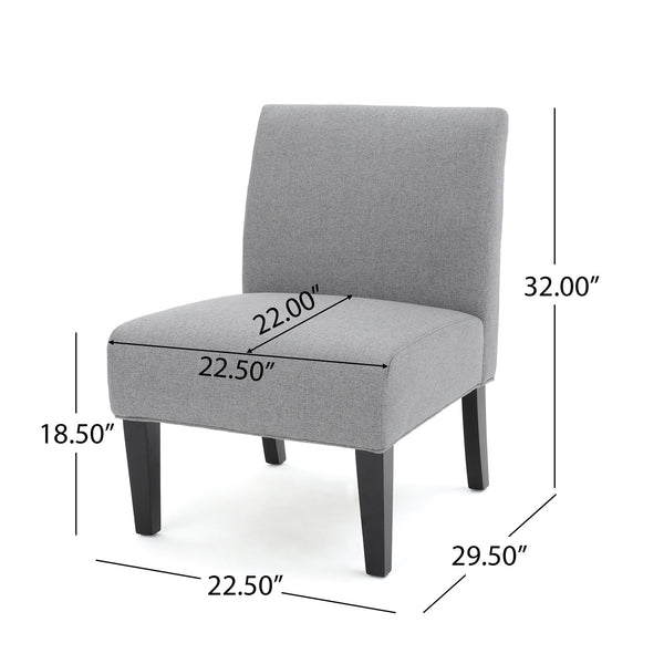 English Elm Accent Chair with Rubberwood Legs Plush Upholstered Seat for Living Room or Bedroom 57764.00GEY