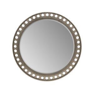 A.R.T. Furniture Cove Round Mirror - Glamorous Wall Art With Circular Orb Cutouts And Beveled Edge For Elegance Grey Rubberwood Solids,Primavera Veneer,Glass 349123-2743