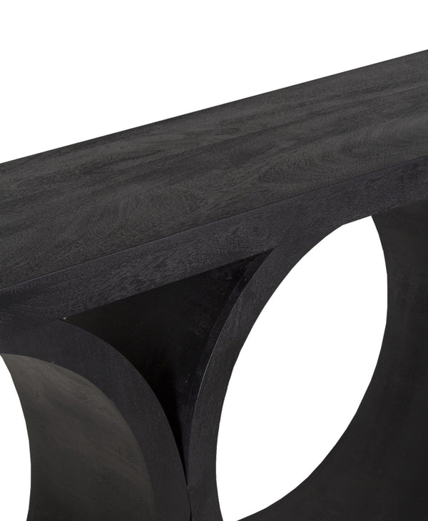 Porter Designs Porter Brockton Solid Mango Wood Console Table - Modern Geometric Design, Rich Black Finish Black Wood 05-108-10-5662