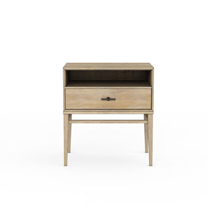 A.R.T. Furniture Frame Chestnut Nightstand With Usb Chargers, Dovetail Drawer, Modern Open Shelf & Stylish Hardware Light Brown Ash & Poplar Solid,Plank,Effect Flakey & Quarter,Sawn Oak Veneer,Metal 278141-2335