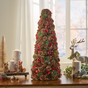 Christopher Knight Home® - Noble House - Pre-Decorated Pine Cone and Glitter Unlit Artificial Tabletop Christmas Tree