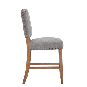 Homelegance By Top-Line Nicklaus Premium Nailhead Upholstered Counter Height Chairs (Set of 2) Light Natural Wood