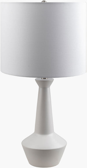 Surya Fredonia 27" Ceramic Accent Table Lamp With Linen Shade - Stylish Home Lighting For Any Room Body, White,Shade, White,Finial, Metallic ,Silver,Harp, Metallic ,Nickel,Cord, Translucent Ceramic,Linen,Linen,Nickel Fia-001