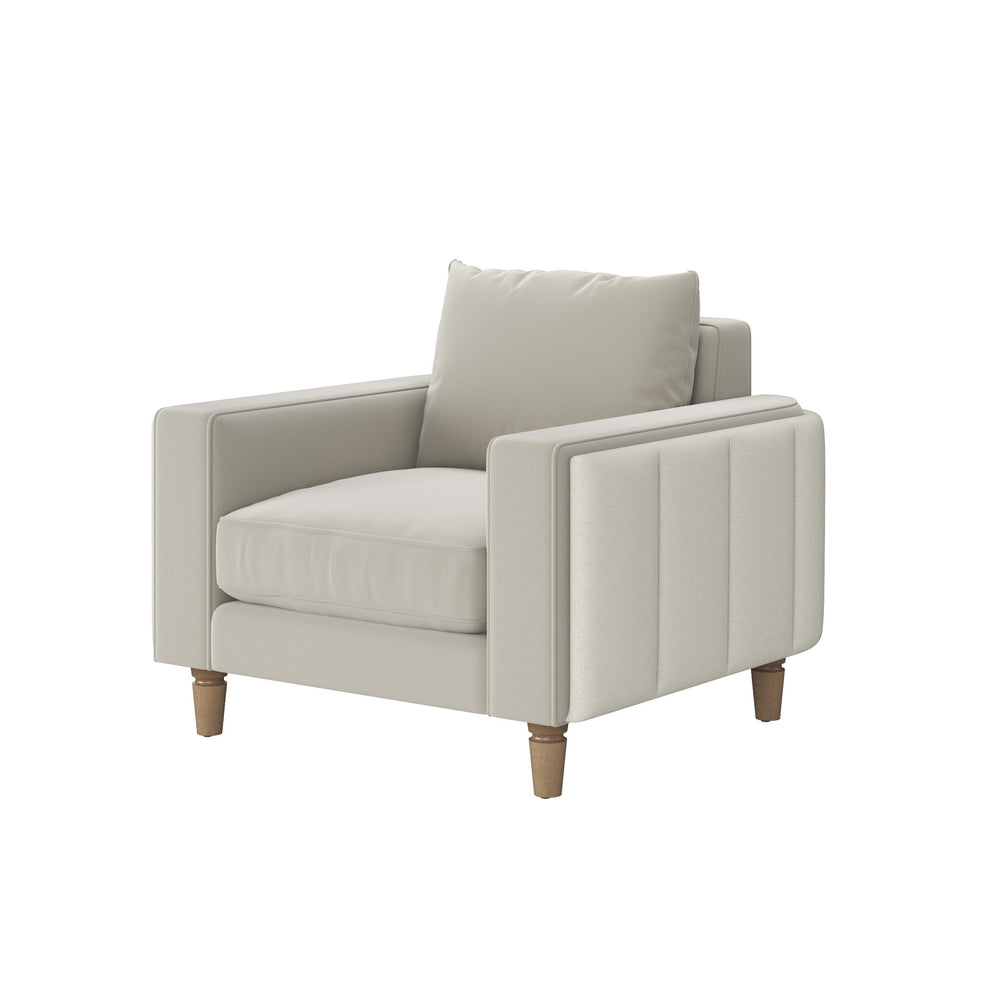 A.R.T. Furniture Barret Lounge Chair - Modern Velvet Elegance With Channeled Detailing & Luxe Sand Color For Style Beige Inside, Velvet Sand Colored Polyester Fabric,Outback In Faux,Leather Parchement Colored Material 735503-5911