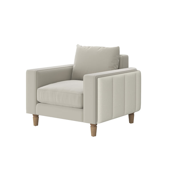 A.R.T. Furniture Barret Lounge Chair - Modern Velvet Elegance With Channeled Detailing & Luxe Sand Color For Style Beige Inside, Velvet Sand Colored Polyester Fabric,Outback In Faux,Leather Parchement Colored Material 735503-5911