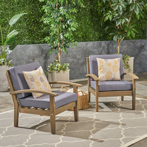 English Elm Christopher Knight Home® - Peyton Club Chair - Durable Acacia Wood Frame With Water-Resistant Cushions For Ultimate Outdoor Comfort 57973.00GRY