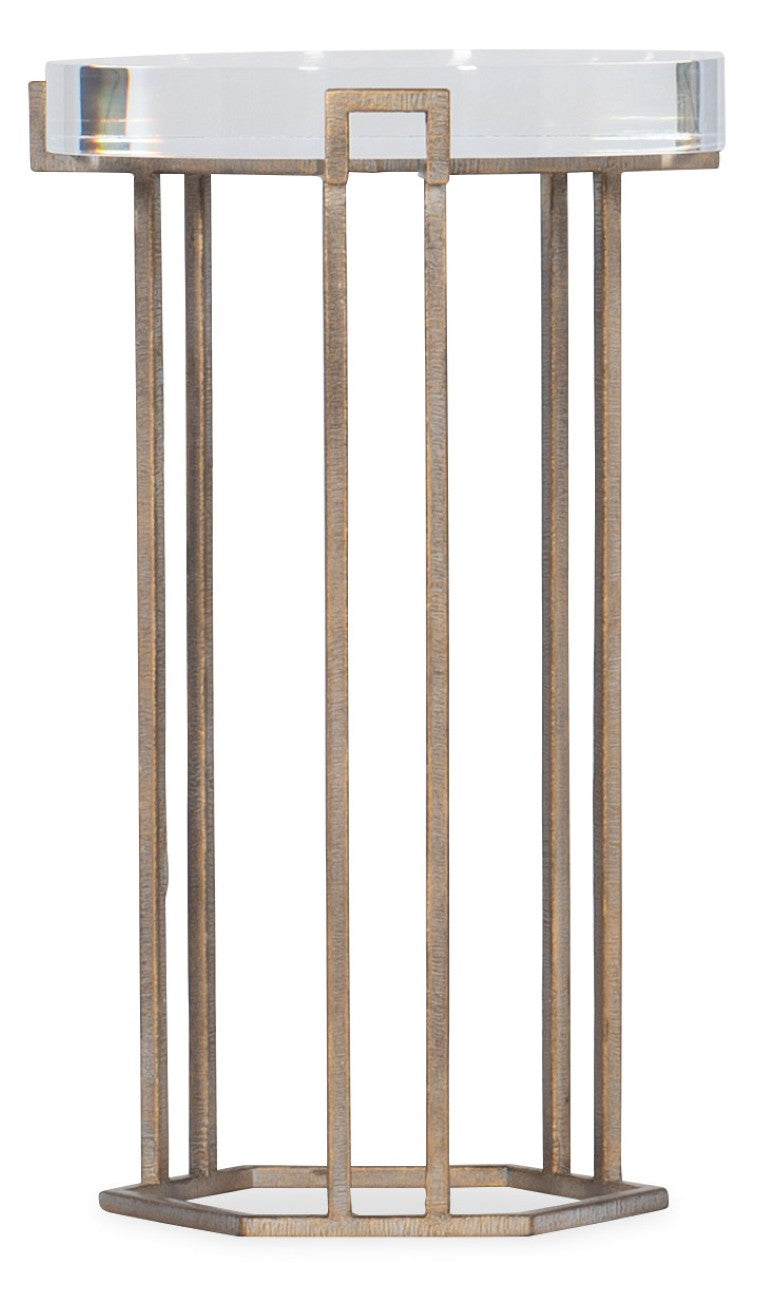 Hooker Furniture Melange Grove Round End Table With Antique Brass Iron Base And Clear Acrylic Top For Small Spaces 638-80009-00