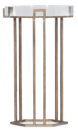 Hooker Furniture Melange Grove Round End Table With Antique Brass Iron Base And Clear Acrylic Top For Small Spaces 638-80009-00