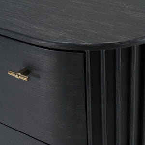 VIG Furniture Fields Modern Black Acacia Chest With 4 Drawers, Solid Wood, Gold Handles, Smooth Ball-Bearing Glides — Fully Assembled VGWD-VGD2-TB04-BLK