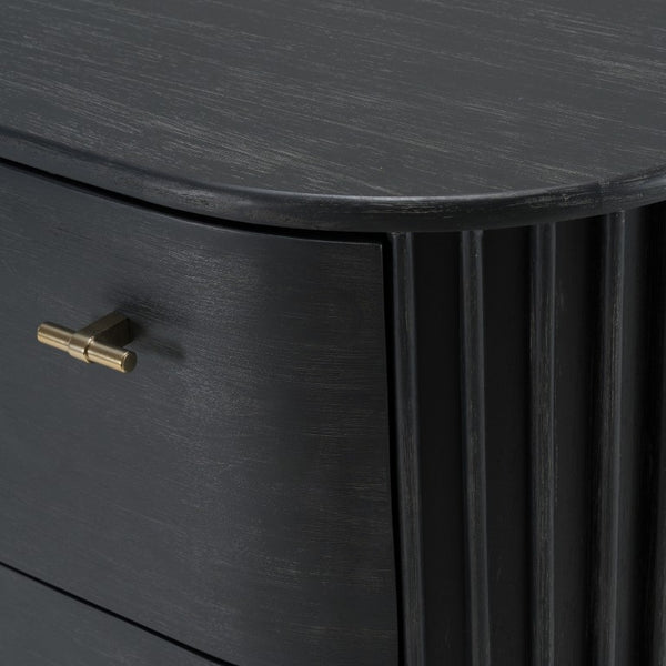 VIG Furniture Fields Modern Black Acacia Chest With 4 Drawers, Solid Wood, Gold Handles, Smooth Ball-Bearing Glides — Fully Assembled VGWD-VGD2-TB04-BLK