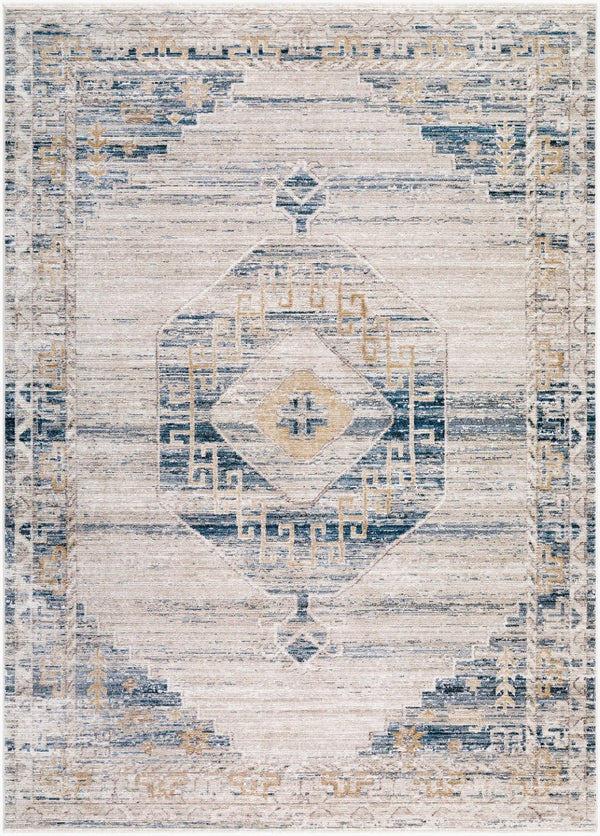 Livabliss Fifth Avenue Traditional Runner Rug with Fringe Turkish Woven Hallway Accent Piece Light Gray, Whi 6'7" x 9' FIF2300-679