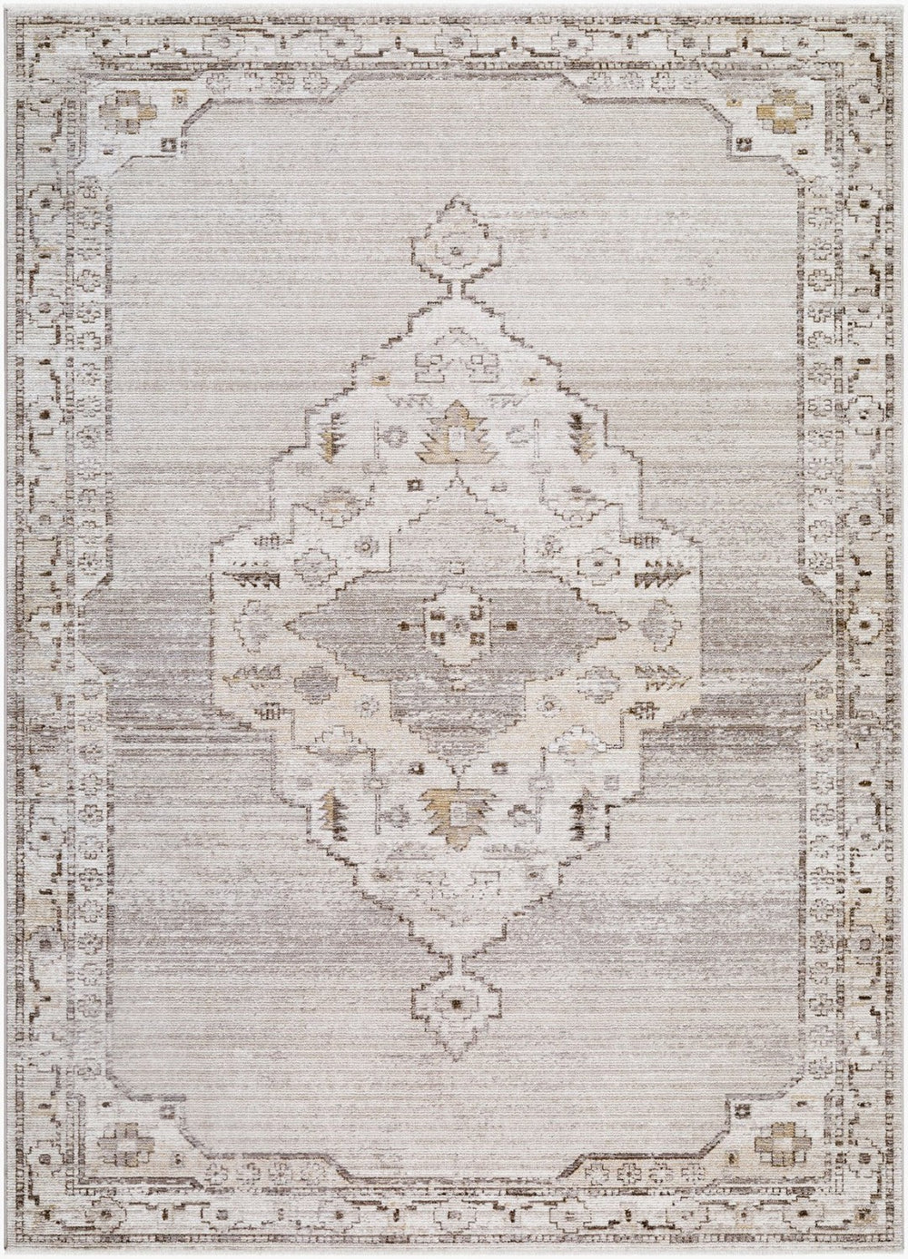 Livabliss Fifth Avenue Traditional Runner Rug Fringe Polypropylene Blend Hallway Entryway Accent Light Gray, Whi 7'10" x 10'2" FIF2301-710102