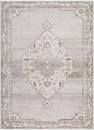 Livabliss Fifth Avenue Traditional Runner Rug Fringe Polypropylene Blend Hallway Entryway Accent Light Gray, Whi 7'10" x 10'2" FIF2301-710102