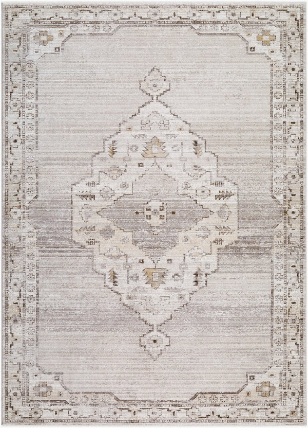 Livabliss Fifth Avenue Traditional Runner Rug Fringe Polypropylene Blend Hallway Entryway Accent Light Gray, Whi 7'10" x 10'2" FIF2301-710102