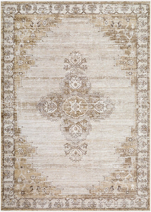 Livabliss Fifth Avenue Traditional Border Runner Rug with Fringe for Hallways and Entryways Light Gray, Whi 5' x 7'5" FIF2304-575