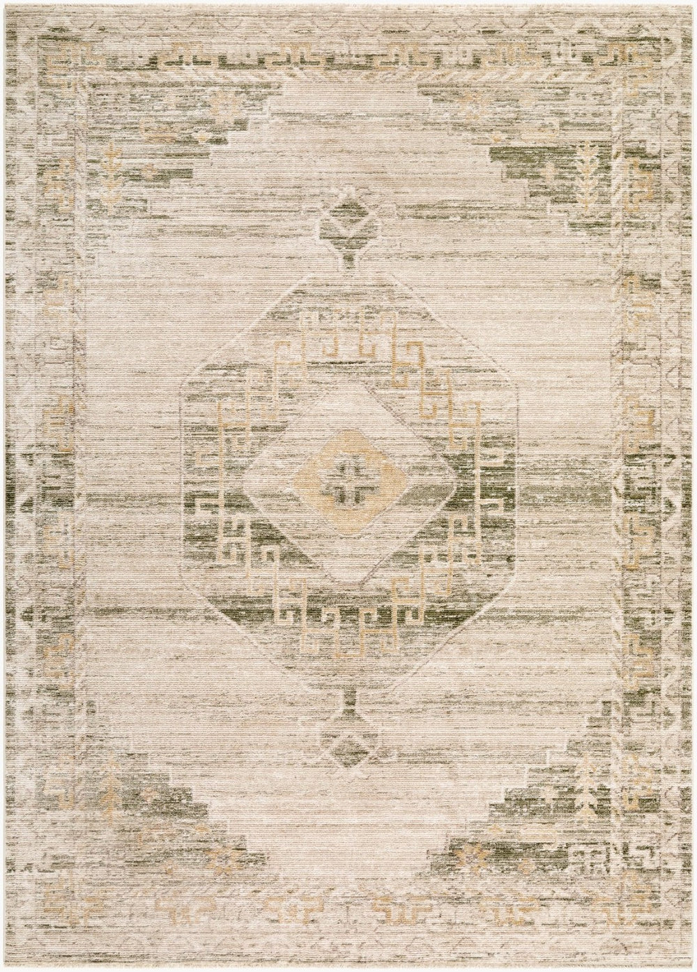 Livabliss Fifth Avenue Traditional Runner Rug with Fringe Polypropylene Blend for Entryways Light Gray, Whi 6'7" x 9' FIF2307-679