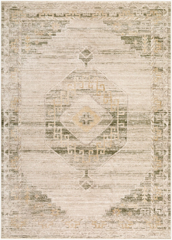Livabliss Fifth Avenue Traditional Runner Rug with Fringe Polypropylene Blend for Entryways Light Gray, Whi 6'7" x 9' FIF2307-679