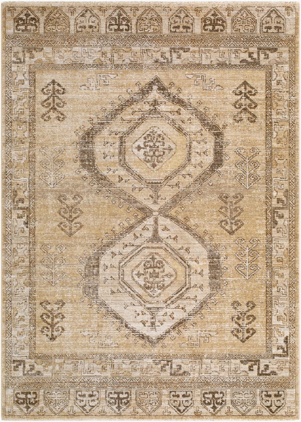 Livabliss Fifth Avenue Bohemian Geometric Runner Rug with Knotted Fringe for Hallways Taupe, Light Ol 2'6" x 7'3" FIF2318-2673